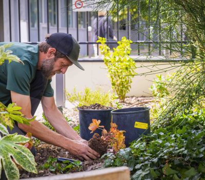 Entretien en vélo-cargo des jardins d’une résidence à Paris 15ème (4)