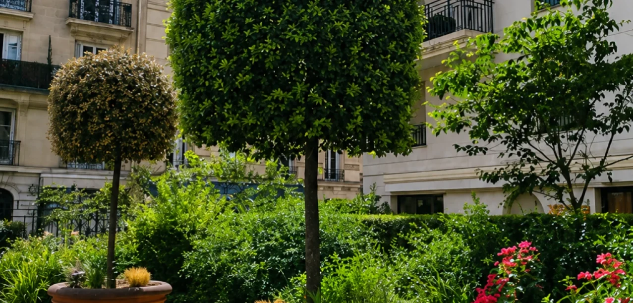 Entretien du parc intérieur d’une grande copropriété dans le 15e arrondissement de Paris (1)